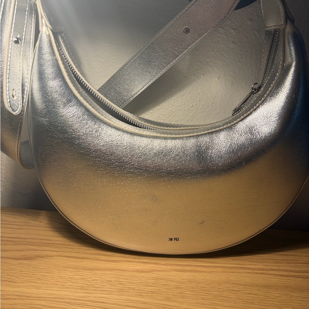 JW PEI Metallic Silver Crescent Shoulder Bag